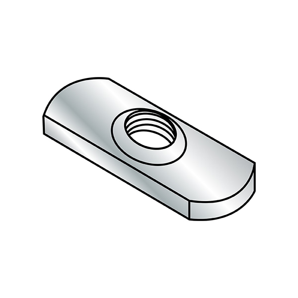 Tab Weld Nut, #6-32, Steel, 0.453 in Wd, 0.89 in Lg, 0.098 in Ht, 1000 PK