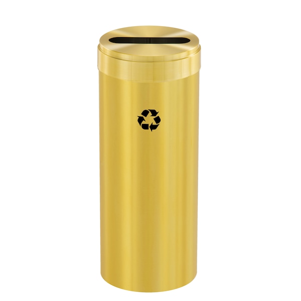 12 gal Round Recycling Bin, Satin Brass