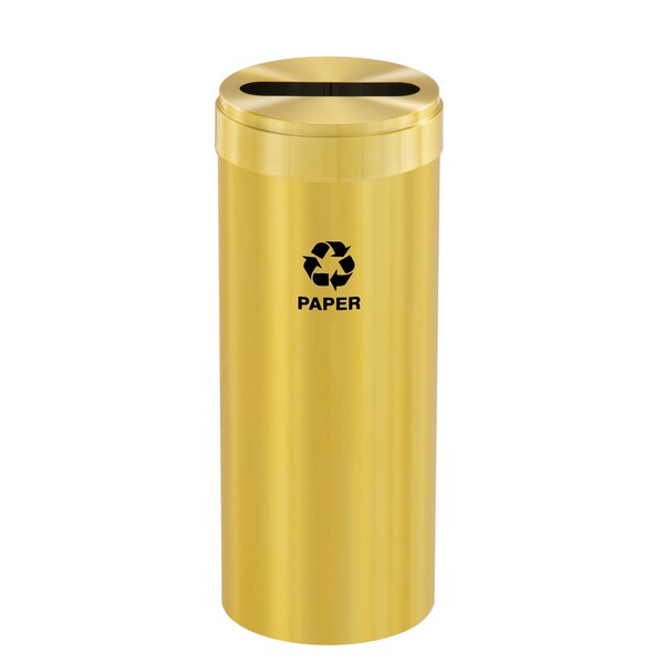 12 gal Round Recycling Bin, Satin Brass