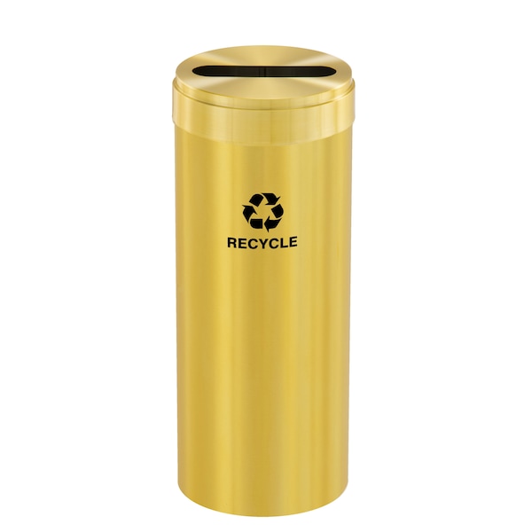 12 gal Round Recycling Bin, Satin Brass