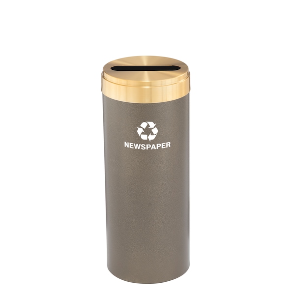 12 gal Round Recycling Bin, Bronze Vein/Satin Brass