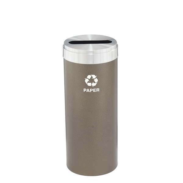 12 gal Round Recycling Bin, Bronze Vein/Satin Aluminum