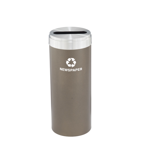 12 gal Round Recycling Bin, Bronze Vein/Satin Aluminum