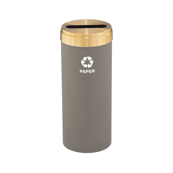12 gal Round Recycling Bin, Nickel/Satin Brass