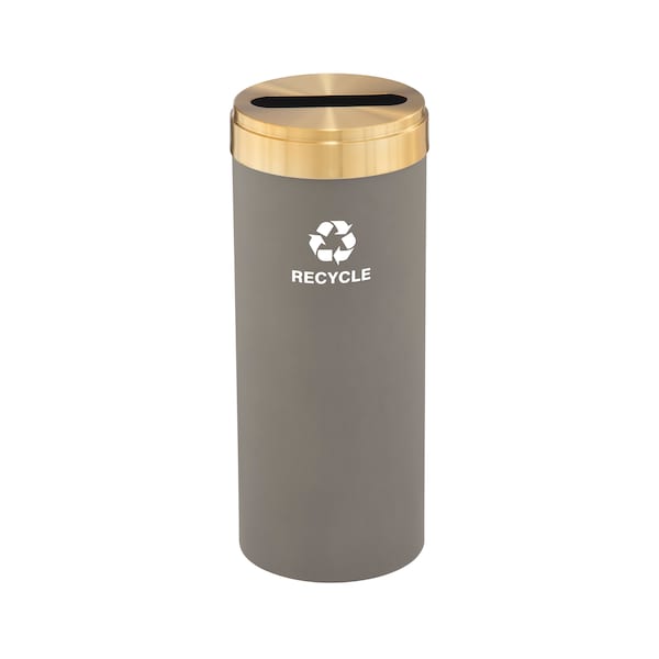 12 gal Round Recycling Bin, Nickel/Satin Brass