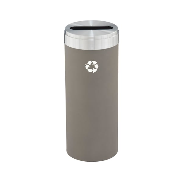 12 gal Round Recycling Bin, Nickel/Satin Aluminum