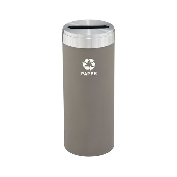 12 gal Round Recycling Bin, Nickel/Satin Aluminum