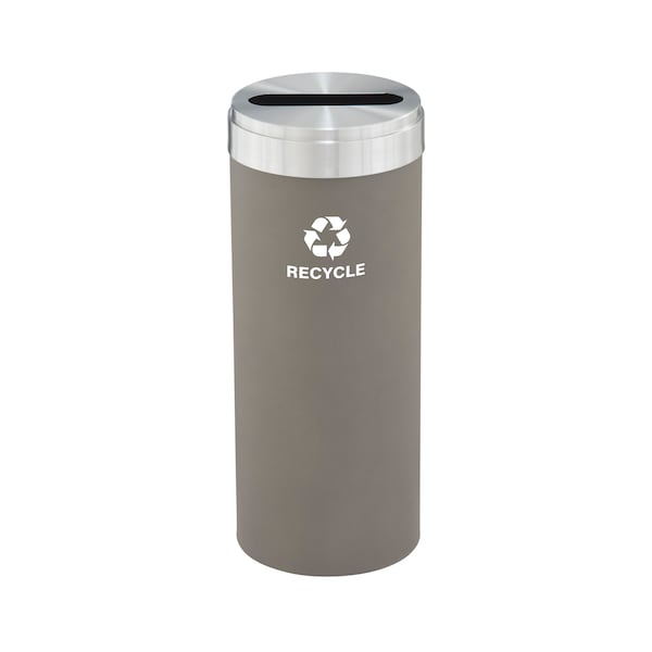 12 gal Round Recycling Bin, Nickel/Satin Aluminum