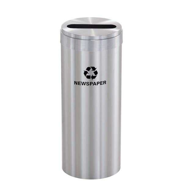 12 gal Round Recycling Bin, Satin Aluminum