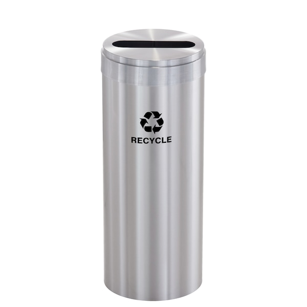 12 gal Round Recycling Bin, Satin Aluminum