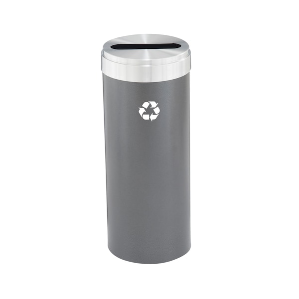 12 gal Round Recycling Bin, Silver Vein/Satin Aluminum