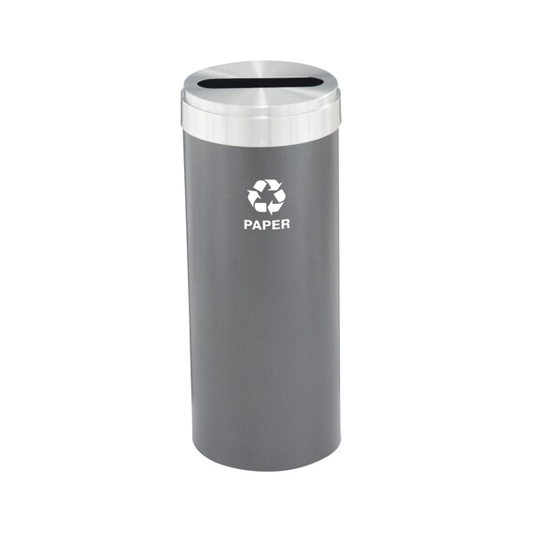 12 gal Round Recycling Bin, Silver Vein/Satin Aluminum