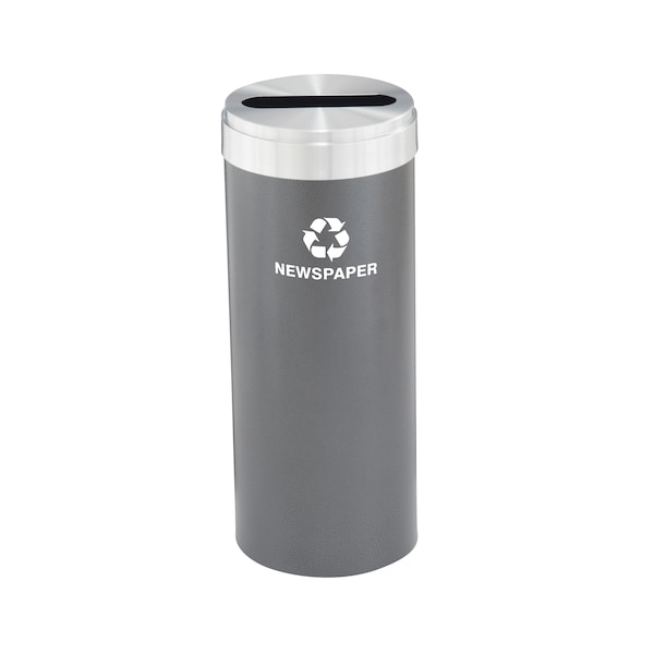 12 gal Round Recycling Bin, Silver Vein/Satin Aluminum