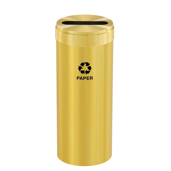 15 gal Round Recycling Bin, Satin Brass