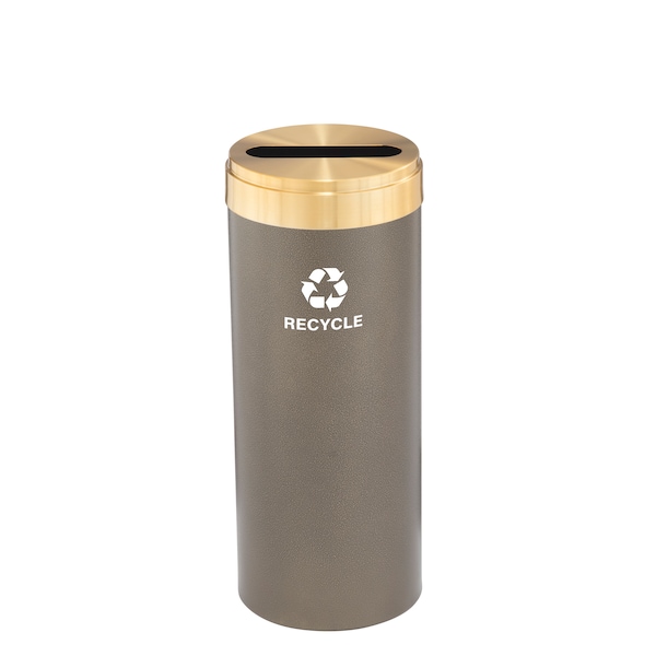 15 gal Round Recycling Bin, Bronze Vein/Satin Brass