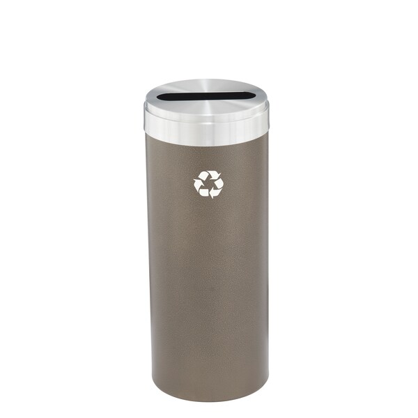 15 gal Round Recycling Bin, Bronze Vein/Satin Aluminum