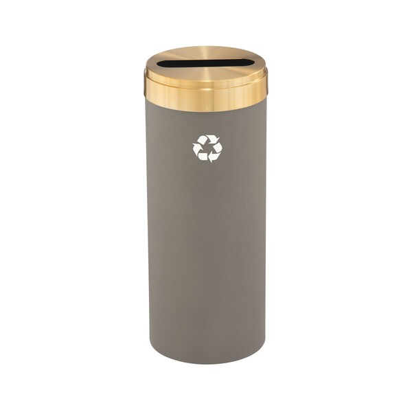 15 gal Round Recycling Bin, Nickel/Satin Brass