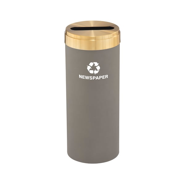 15 gal Round Recycling Bin, Nickel/Satin Brass