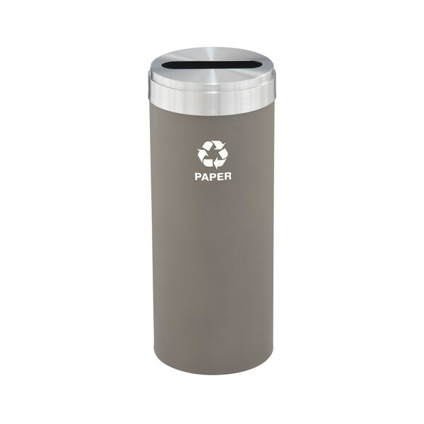 15 gal Round Recycling Bin, Nickel/Satin Aluminum