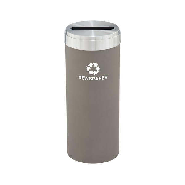 15 gal Round Recycling Bin, Nickel/Satin Aluminum