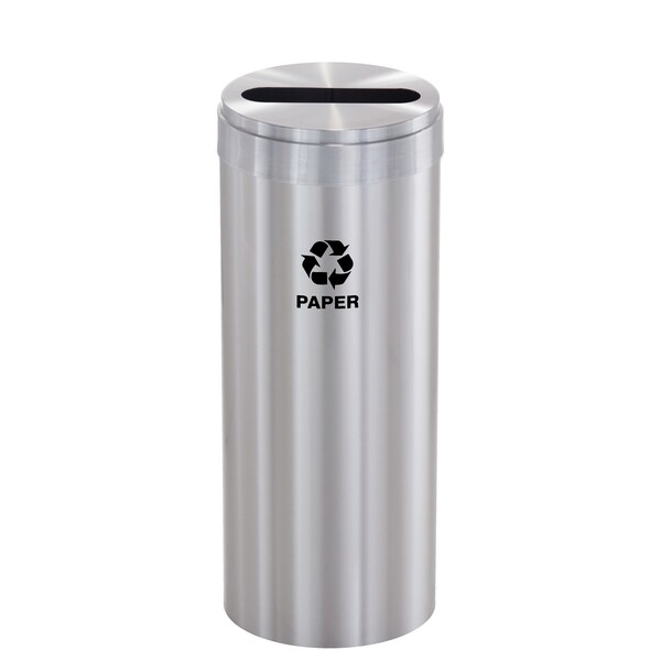 15 gal Round Recycling Bin, Satin Aluminum