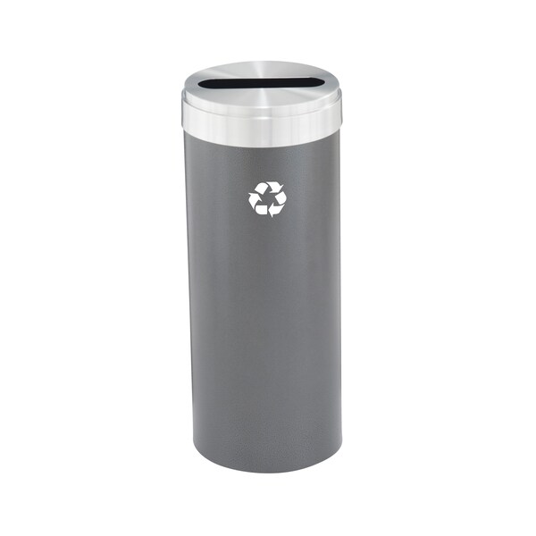 15 gal Round Recycling Bin, Silver Vein/Satin Aluminum
