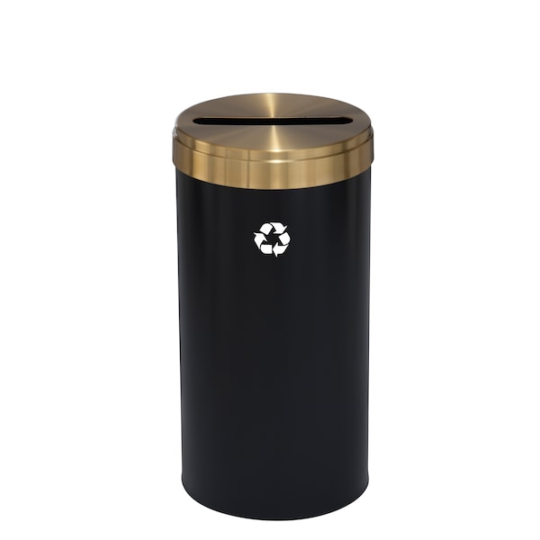 16 gal Round Recycling Bin, Satin Black/Satin Brass