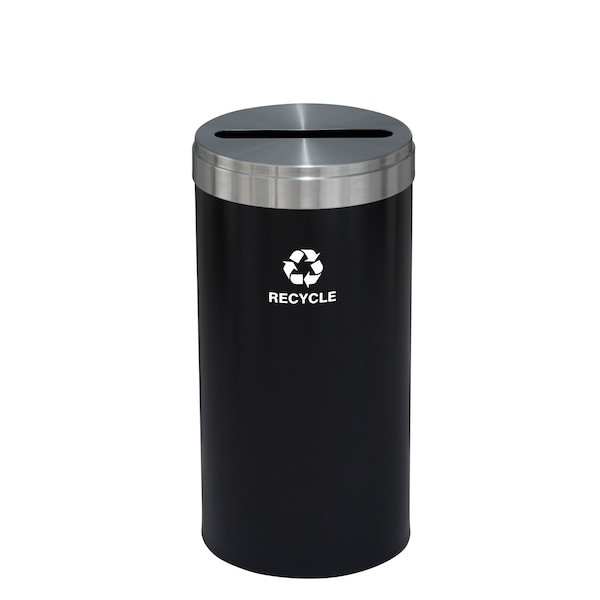 16 gal Round Recycling Bin, Satin Black/Satin Aluminum