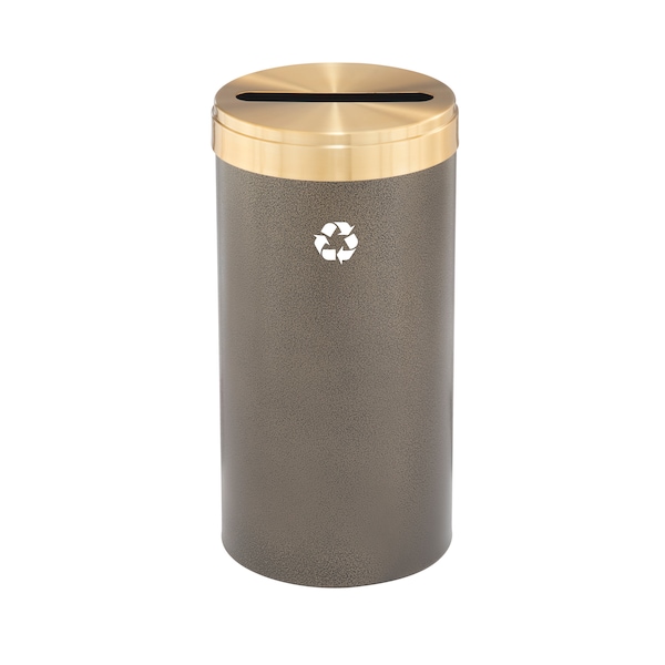 16 gal Round Recycling Bin, Bronze Vein/Satin Brass