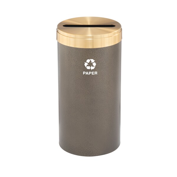16 gal Round Recycling Bin, Bronze Vein/Satin Brass