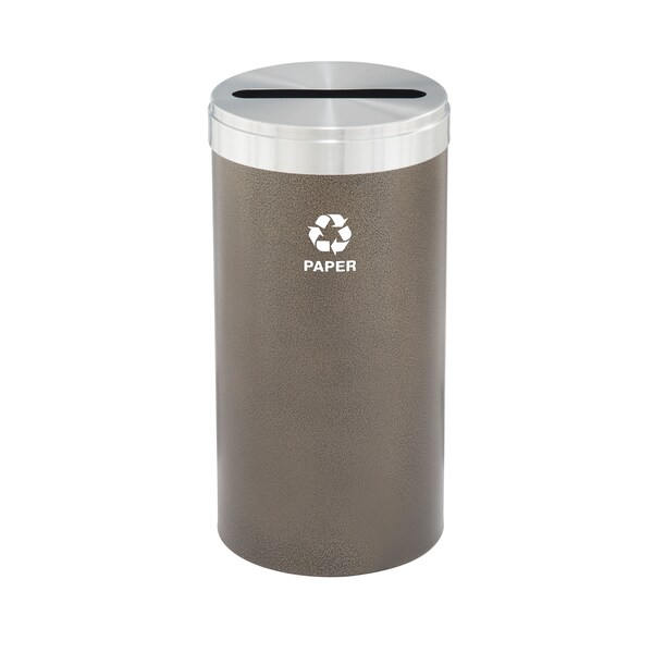 16 gal Round Recycling Bin, Bronze Vein/Satin Aluminum