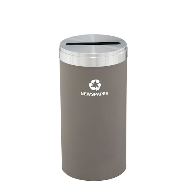 16 gal Round Recycling Bin, Nickel/Satin Aluminum