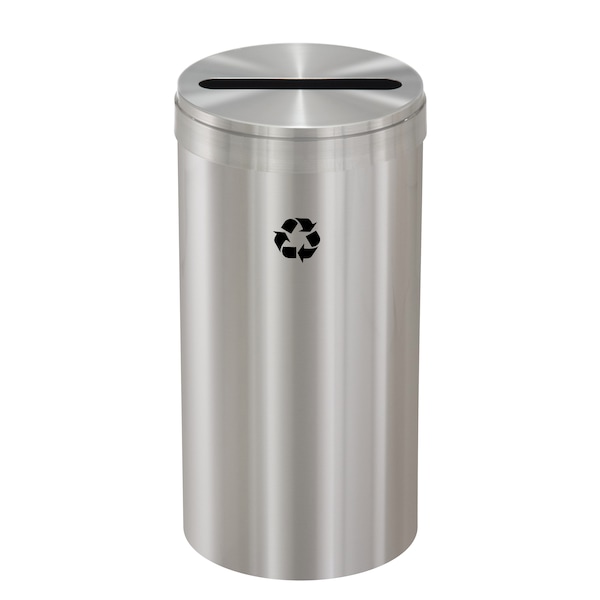 16 gal Round Recycling Bin, Satin Aluminum