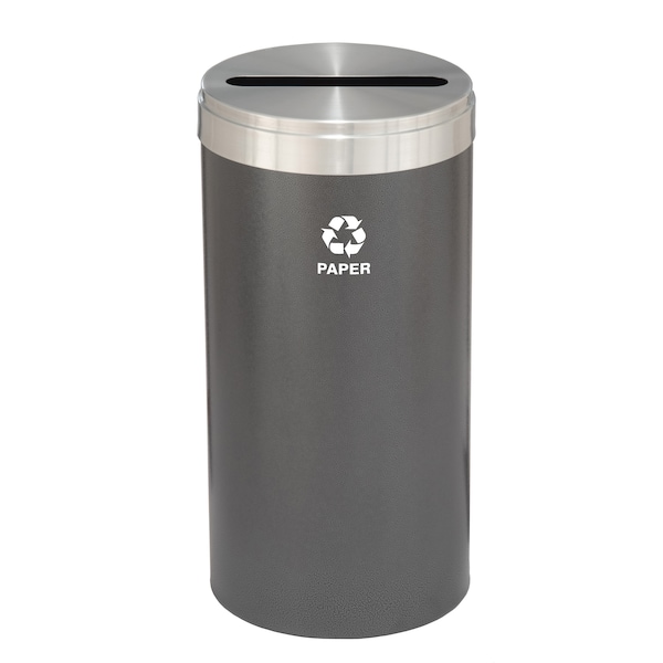 16 gal Round Recycling Bin, Silver Vein/Satin Aluminum