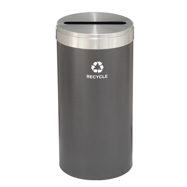 16 gal Round Recycling Bin, Silver Vein/Satin Aluminum