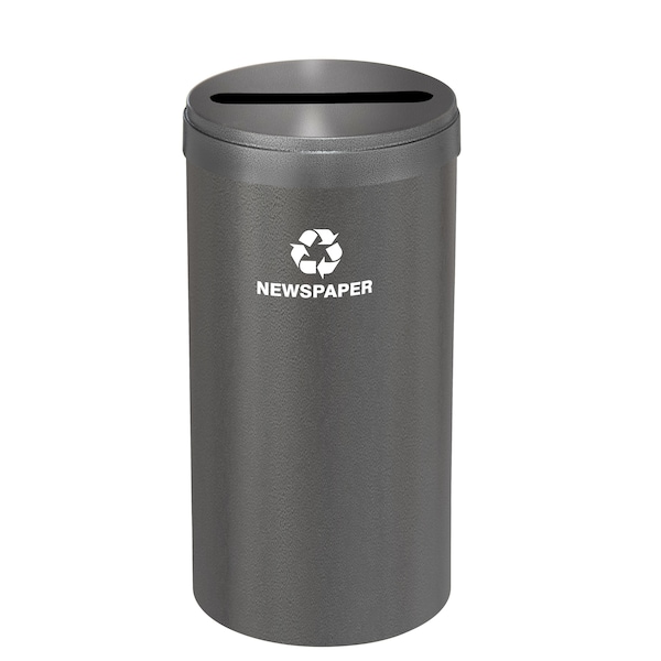 16 gal Round Recycling Bin, Silver Vein