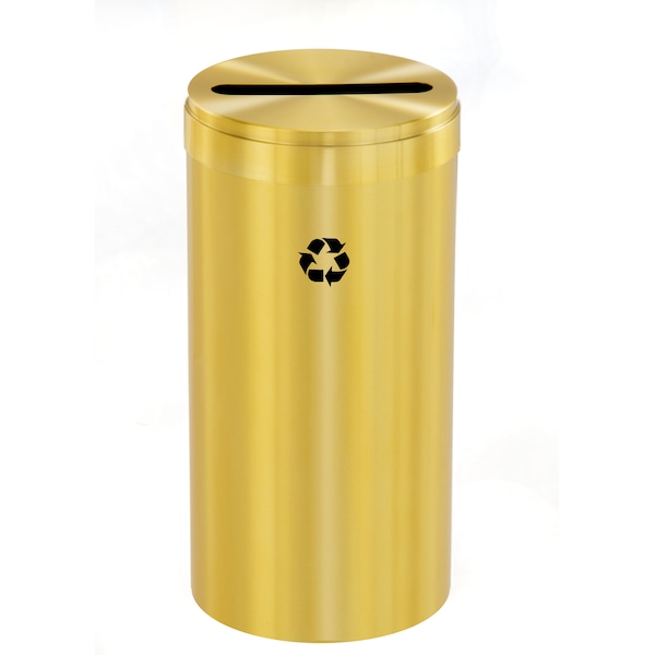 23 gal Round Recycling Bin, Satin Brass