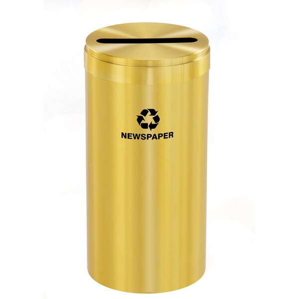 23 gal Round Recycling Bin, Satin Brass