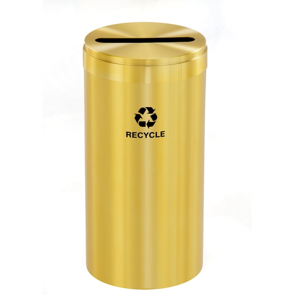 23 gal Round Recycling Bin, Satin Brass