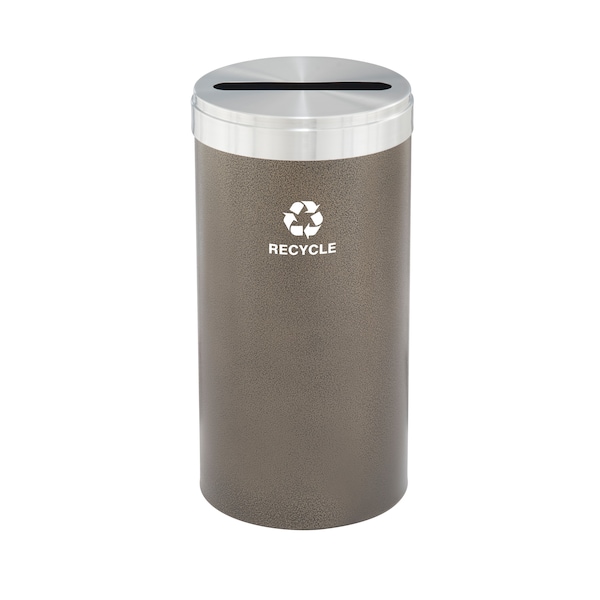 23 gal Round Recycling Bin, Bronze Vein/Satin Aluminum