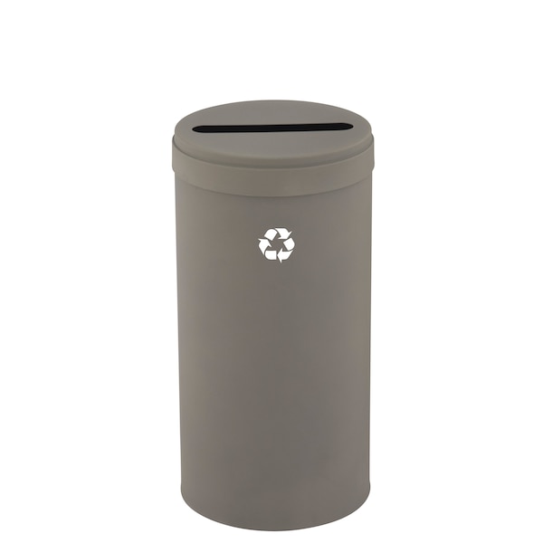 23 gal Round Recycling Bin, Nickel