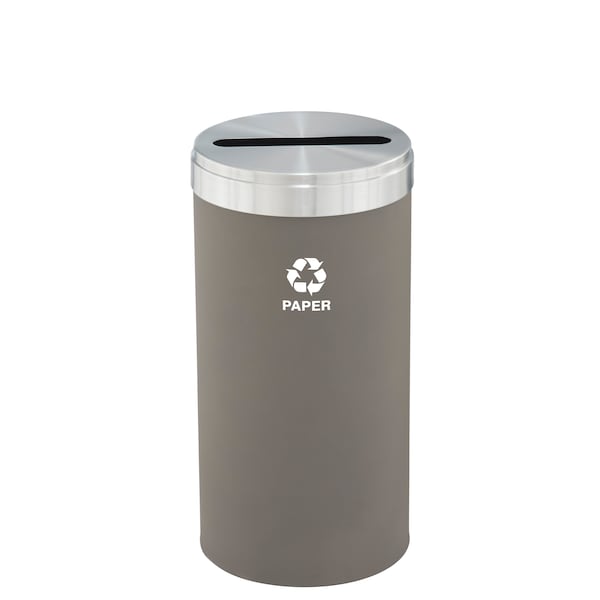 23 gal Round Recycling Bin, Nickel/Satin Aluminum