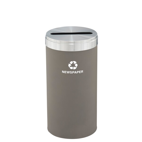 23 gal Round Recycling Bin, Nickel/Satin Aluminum