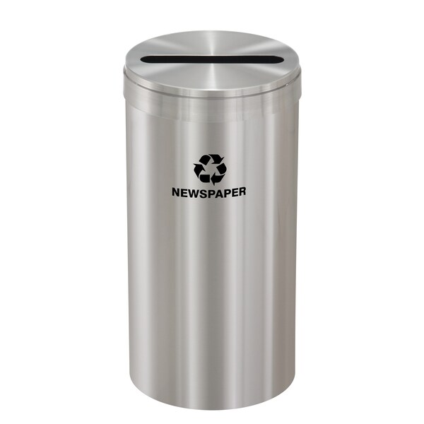 23 gal Round Recycling Bin, Satin Aluminum