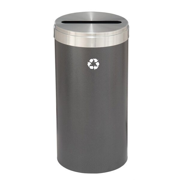23 gal Round Recycling Bin, Silver Vein/Satin Aluminum