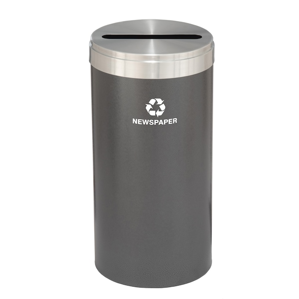 23 gal Round Recycling Bin, Silver Vein/Satin Aluminum