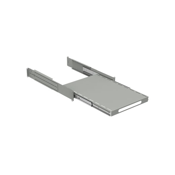 Rack Mount Pull-out Shelf, 17in pull, Lt Gray, Steel