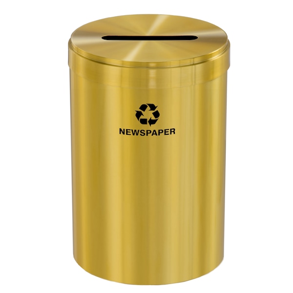 33 gal Round Recycling Bin, Satin Brass