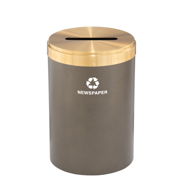 33 gal Round Recycling Bin, Bronze Vein/Satin Brass