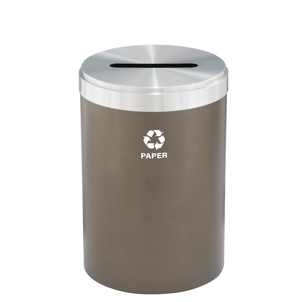 33 gal Round Recycling Bin, Bronze Vein/Satin Aluminum